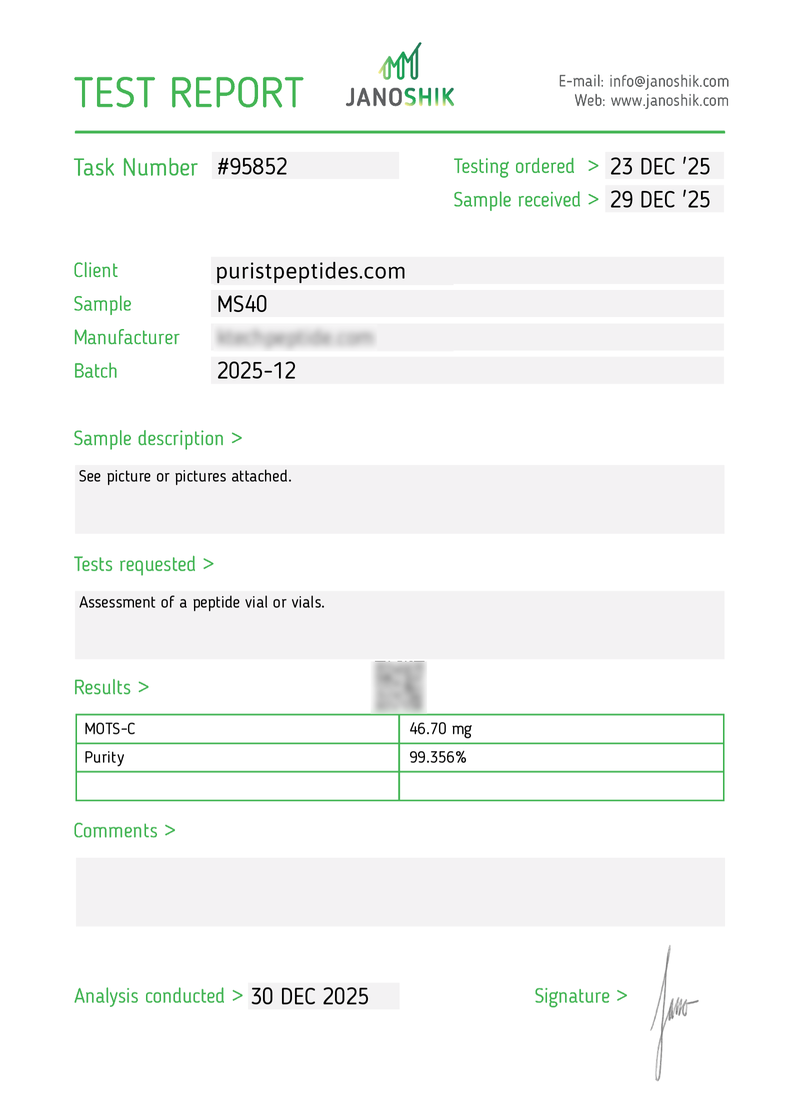 Mots-c 40mg Test Report
