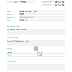 Mots-c 40mg Test Report
