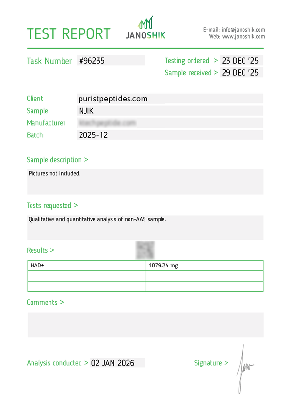 NAD 1000mg Test Report